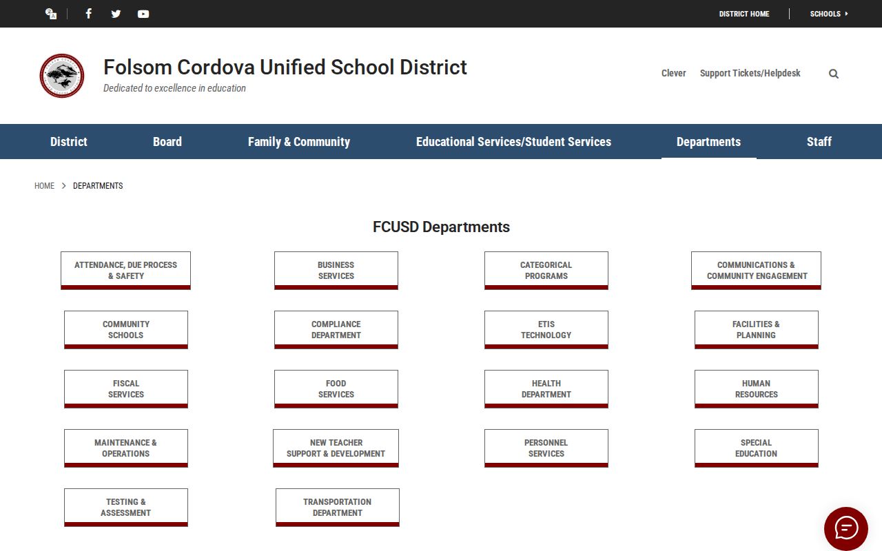 Rancho Cordova people directories view of FCUSD department contacts